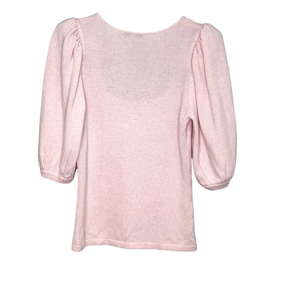 Autumn Cashmere Sweater Size Small Pink Shimmer Half-Sleeve Square Neck - Picture 3 of 4
